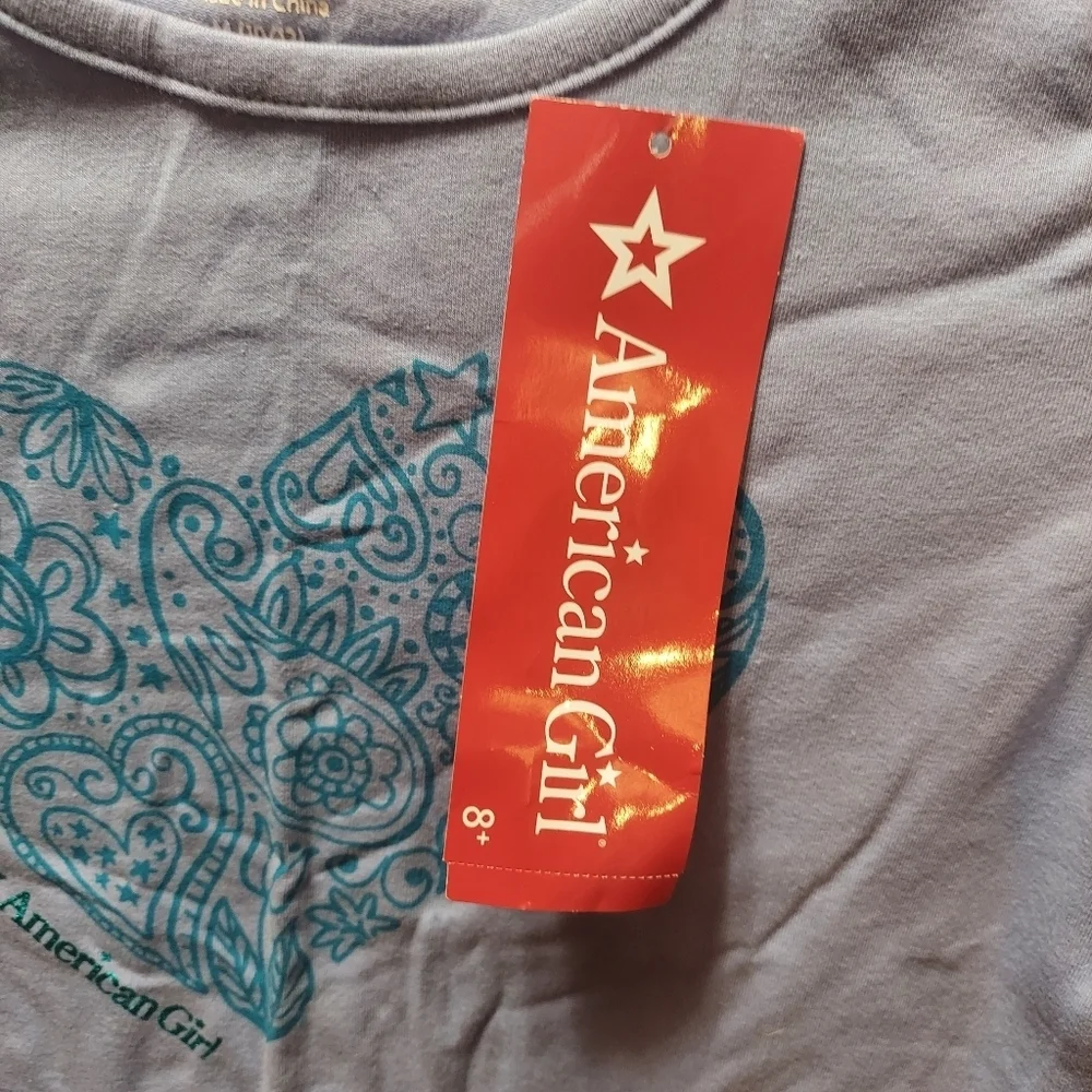 Girls NWT American Girl Size 10/12 Long Sleeve Tee with Heart Detail
